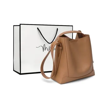MILLIE'S Cow Leather Shoulder Bag Regular Women's Cocoa Brown/Vanilla Yellow/Light Oxygen White