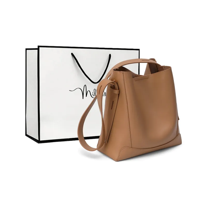 MILLIE'S Cow Leather Shoulder Bag Regular Women's Cocoa Brown/Vanilla Yellow/Light Oxygen White-0