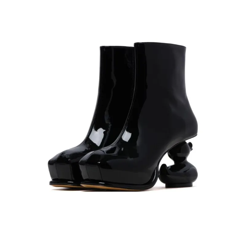 MIHARA YASUHIRO Duck Heel Ankle Boots Women's Black-2