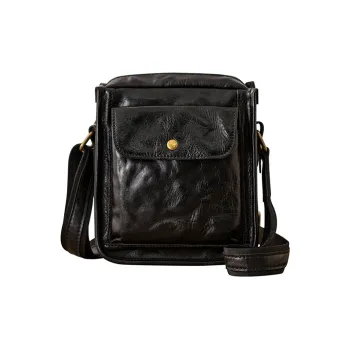 Back Step Cow Leather Shoulder Bag Crossbody Bag Medium Size Men's Black/Coffee