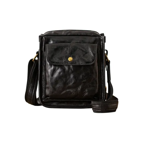 Back Step Cow Leather Shoulder Bag Crossbody Bag Medium Size Men's Black/Coffee