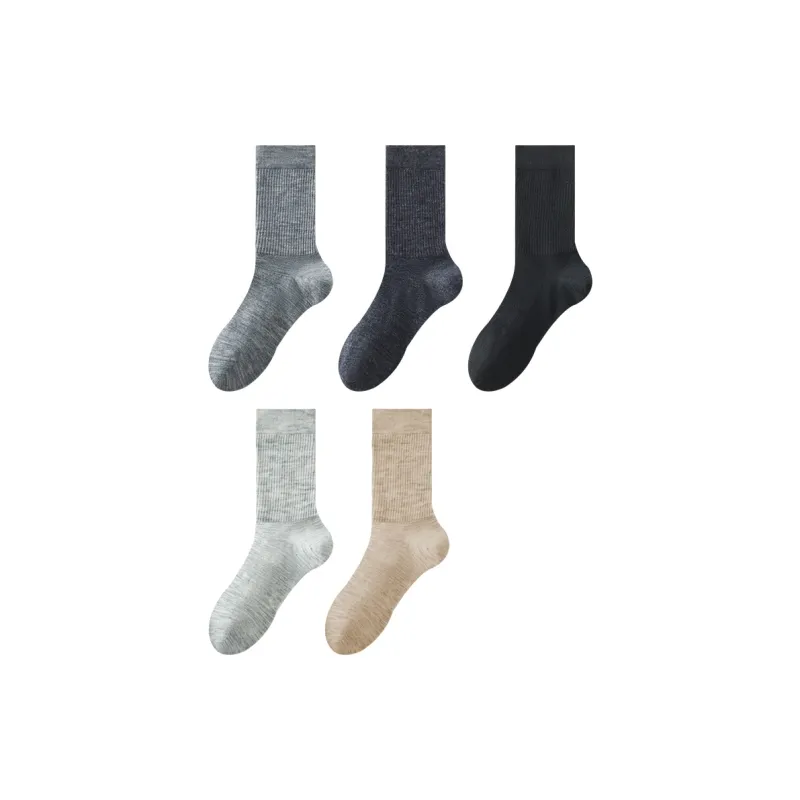 H YXIANG Mid Calf Socks Women's 5 Pack-7