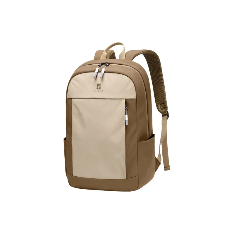 GOLF Fabric Backpack Large Size Unisex Ecru With Black/Macaron Tea Brown-4