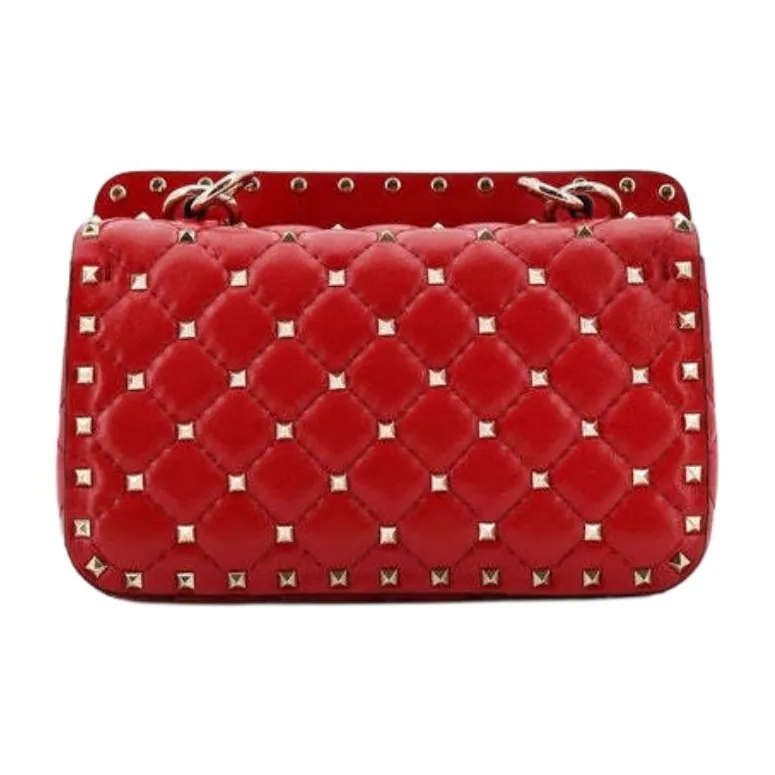 Valentino ROCKSTUD SPIKE Leather One Shoulder Handbag Trumpets Women's Red-1