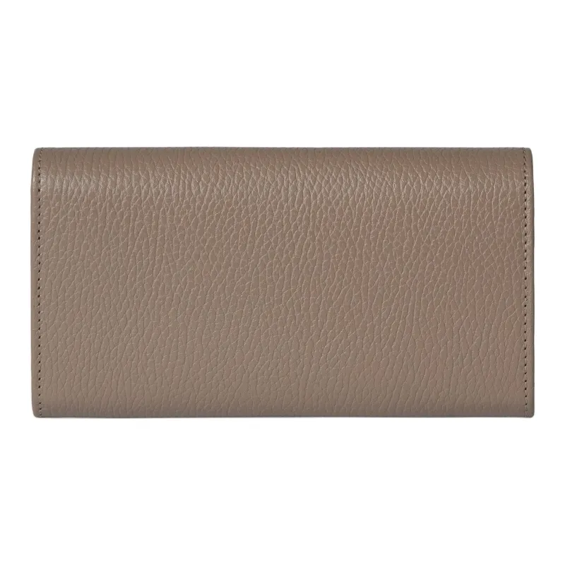 GUCCI GG Marmont Leather Wallet Trumpets Women's Taupe-2