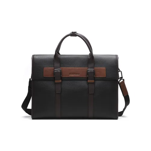 ELLE HOMME Cow Leather Briefcase Regular Men's Black
