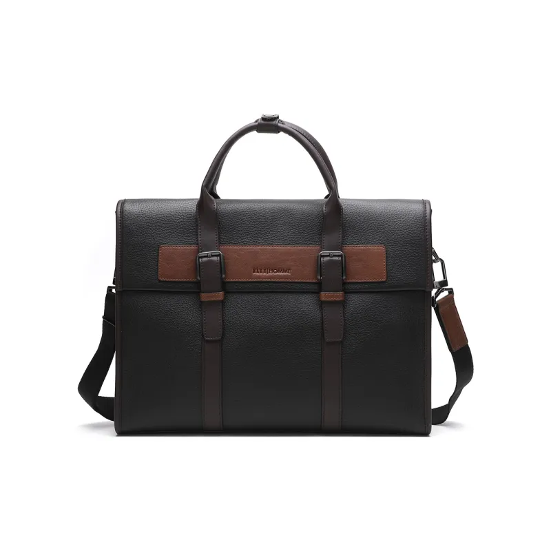 ELLE HOMME Cow Leather Briefcase Regular Men's Black-0