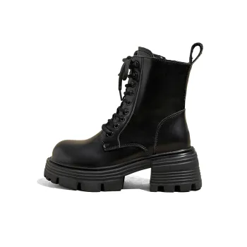 A Poinsettia Princess Short Martin Boot Women's Black