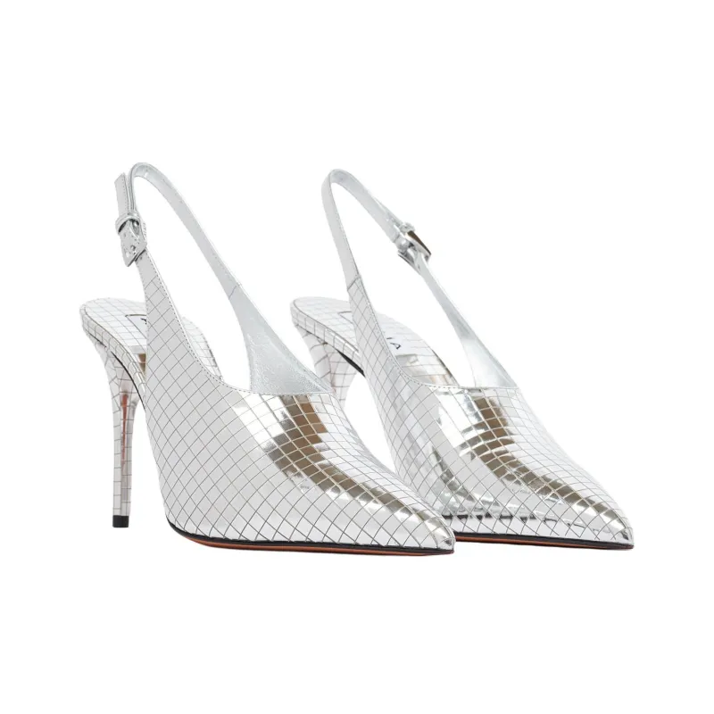 Alaia Slim Heel High Heels 9cm Women's Silver-2