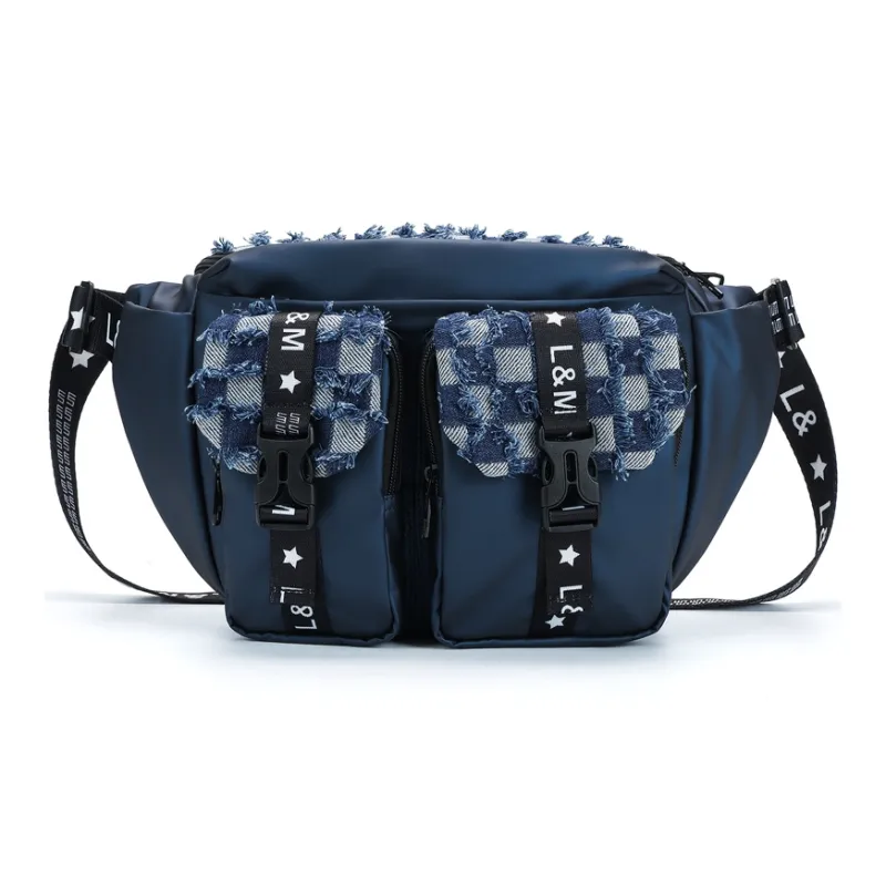 L&M Polyester Sling Bag Regular Unisex Black/Blue-5