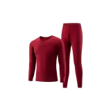 Burgundy Crew Neck Clothing Sets