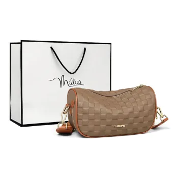 MILLIE'S Cow Leather With Synthetic Leather Underarm Shoulder Bag Regular Women's Elephant Gray