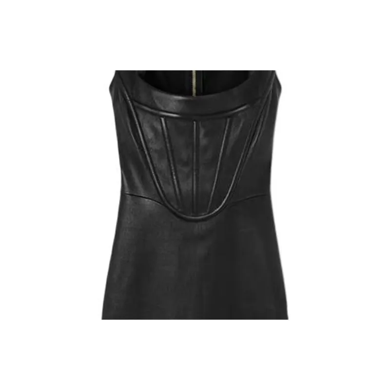 VERSACE Corset style Leather Midi Dress-4