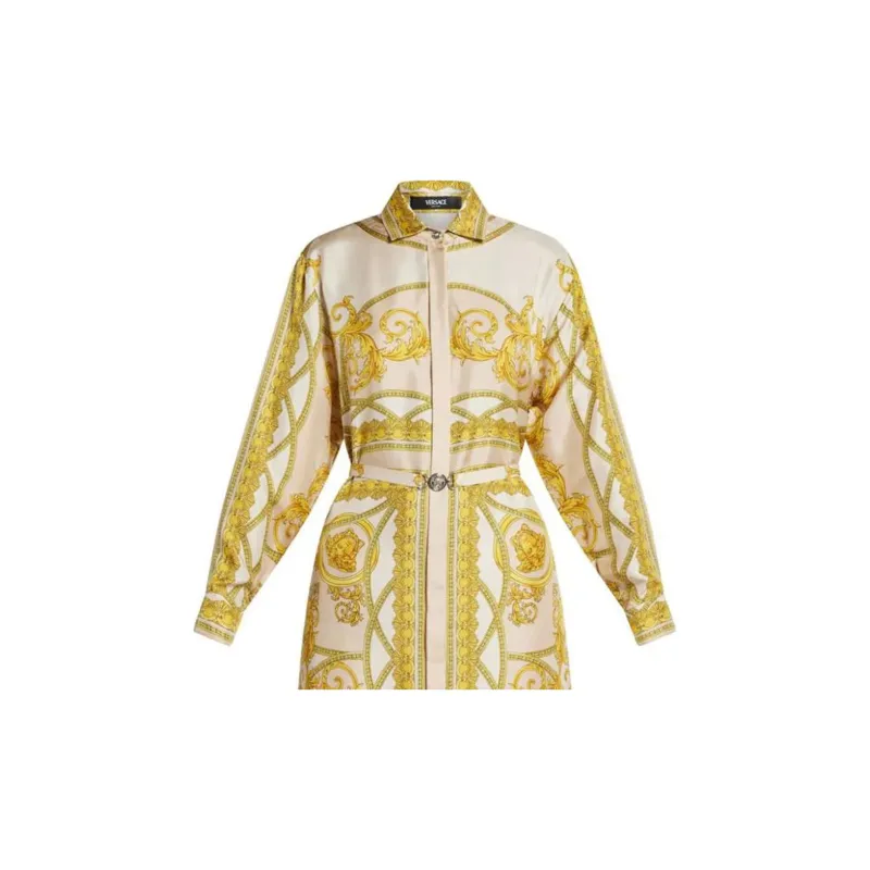 VERSACE Barocco Printed Long Sleeved Midi Dress-3