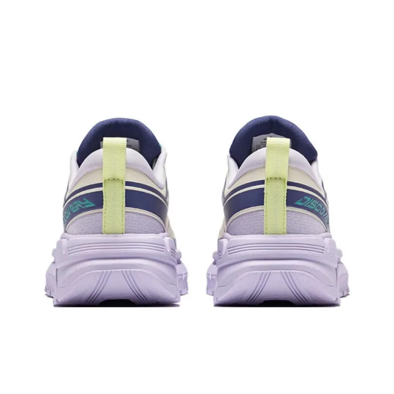 Erke Anti Slip And Wear Resistant Coverage Low Top Chunky Sneakers Women's Beige Purple-4