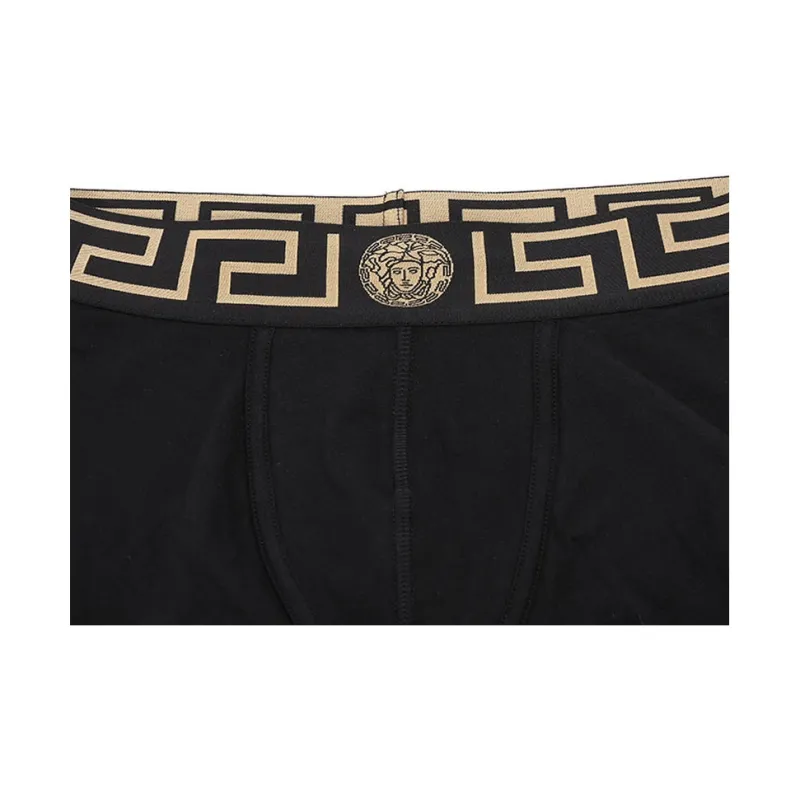 VERSACE Greca Border Trunks Pack Of 2 Gray/Black-4