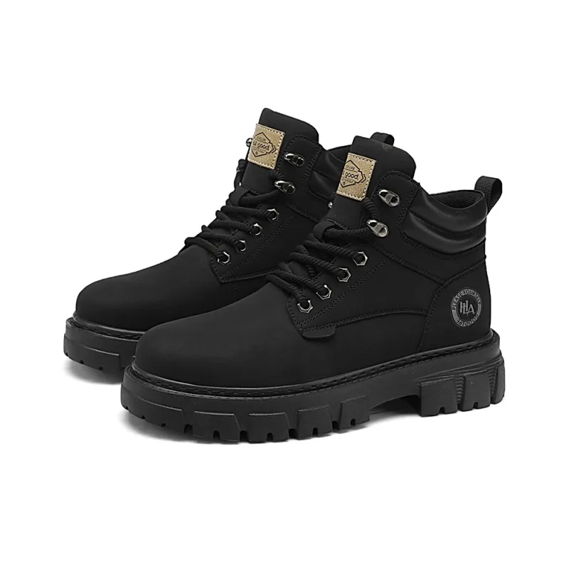HLA Martin Boots Men Black/Earth Yellow/Dark Brown-1
