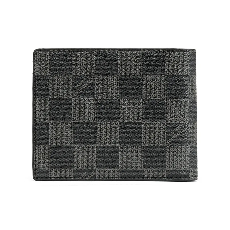 FAIRWHALE Synthetic Leather Wallet Men's Black Shades Plaid-2