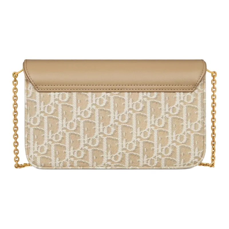 DIOR Cotton With Cow Leather Patchwork Shoulder Bag Medium Size Women's Natural-3