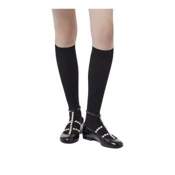 CHANEL Knee High Socks Women's Black