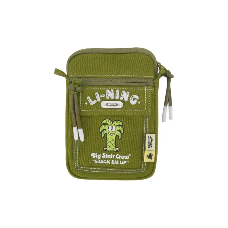 LiNing Steven Harrington Collaboration Fabric Shoulder Bag, Crossbody Bag Unisex Moss Green-0