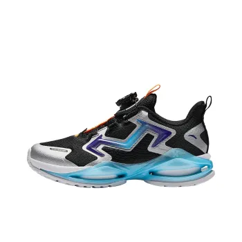 Antakids Tenacious Core Breathable Lightweight Cushioning Low Top Kids' Running Shoes Black/Silver/Ice Blue Teenagers