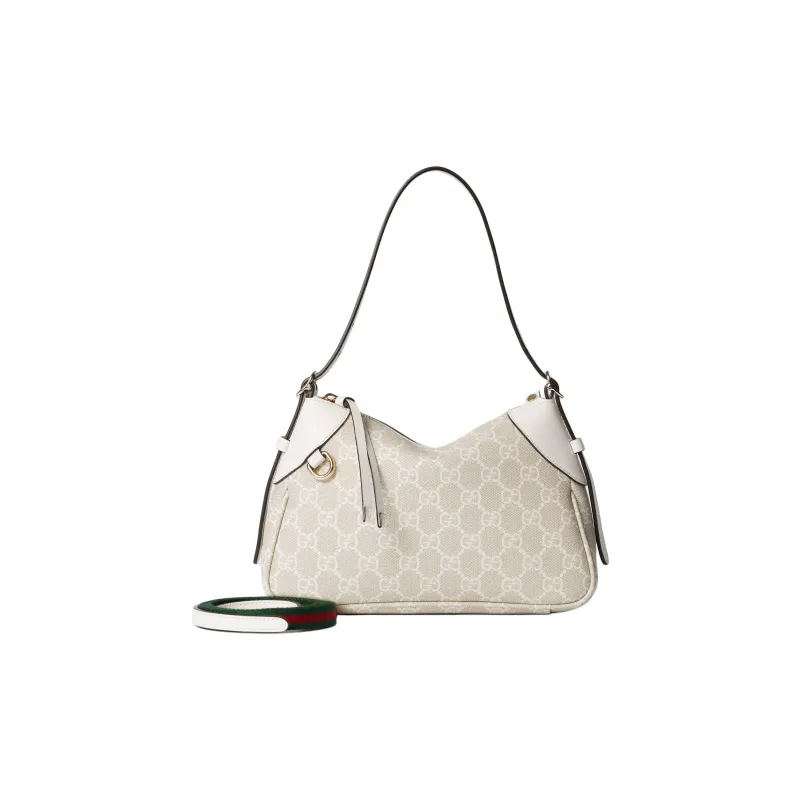 GUCCI GG Emblem Coated Canvas Handbag, Shoulder Bag Trumpets Women's Ecru-2
