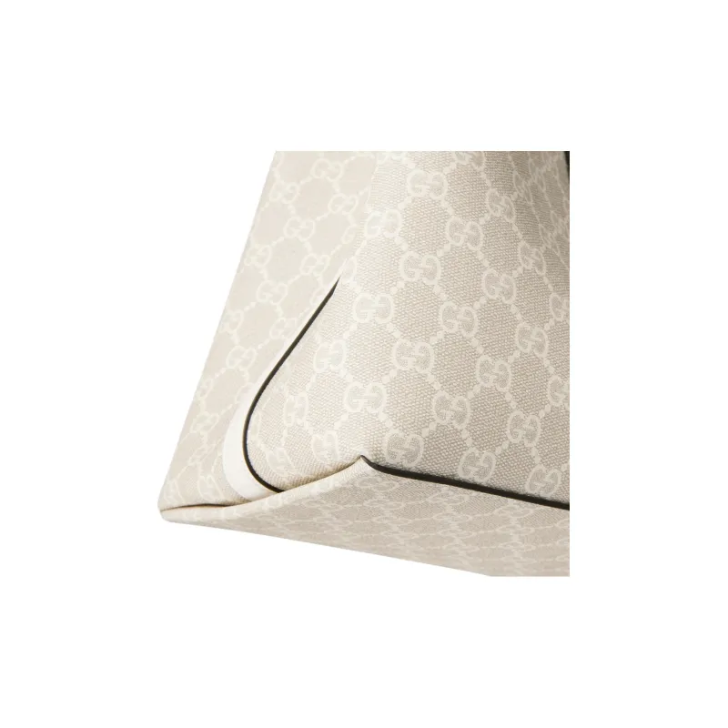 GUCCI GG Emblem Coated Canvas Tote Bag Shopping Bag Handbag Shoulder Bag Medium Size Women's Beige & White-6