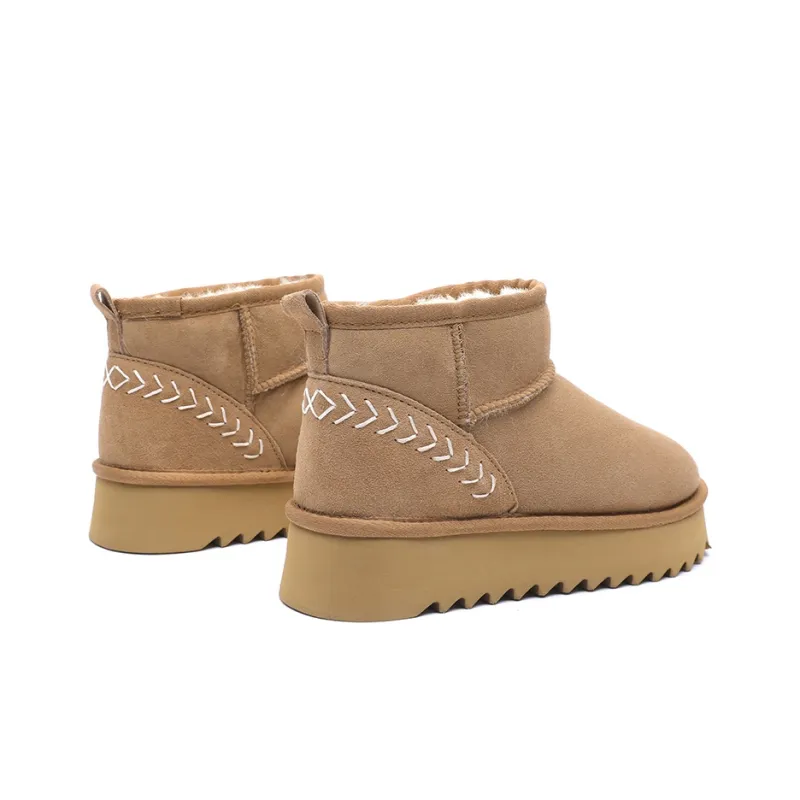 ABIDJAN Warm Winter Series Warm Wear-Resistant Height Increasing Slip-Resistant Ankle-Length Snow Boots Women's-3