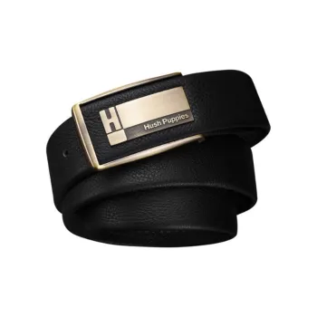Hush Puppies Alloy Leather Belts Men's Black Width  3.8CM