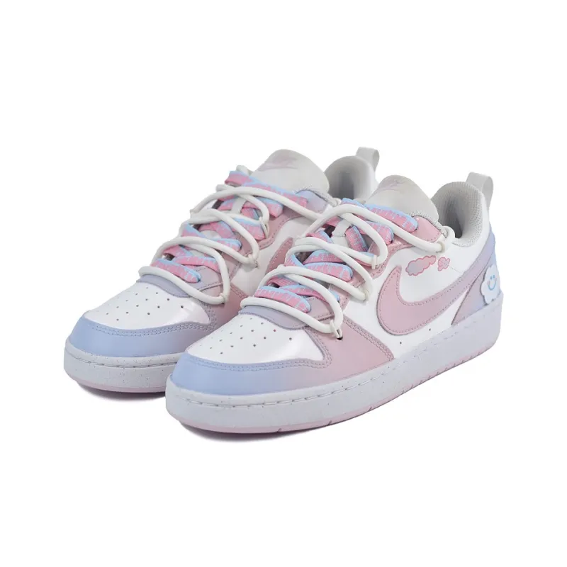Nike Court Borough Low Dream Blue Sakura Anti-Slip Wear-Resistant Low-Top Kids' Skateboarding Shoes Pink Blue Teenagers-2