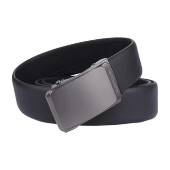 Hush Puppies Zinc Alloy Leather Belts Men's Black Width 3.5CM
