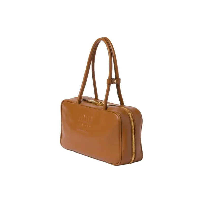 MIU MIU Beau Calfskin Handbag Medium Size Women's Cognac Brandy-1