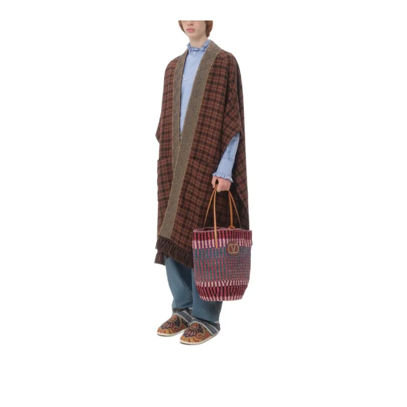 Valentino Checked Cape Coat-3