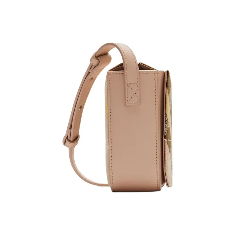 Burberry Snip Polyester With Cotton Shoulder Bag Women's Tea Bowl Brown-1