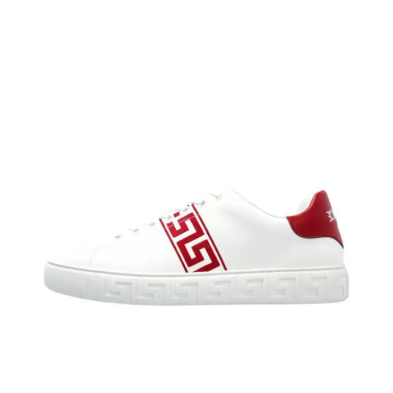 VERSACE Low Top Skateboard Shoes Women's White Red-0
