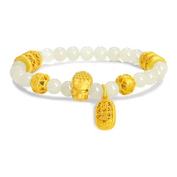 Lao Feng Xiang Hetian Jade Bracelets White Jade/Pale Greenish White Jade Women's