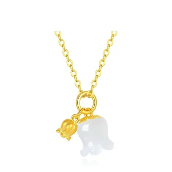 CHOW TAI KING Necklaces White Jade/Pale Greenish White Jade Women's