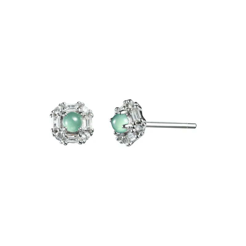 Oriental Jade Ice Glutinous Jadeite Stud Earrings Women's-0