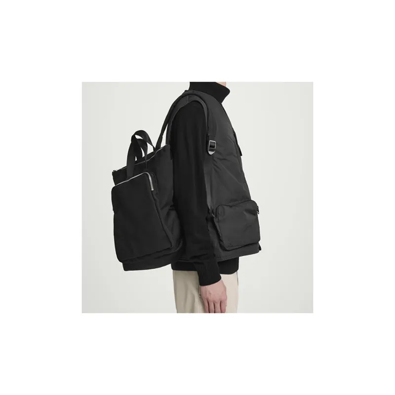 COS Polyester Tote Bag Shopping Bag Double Shoulder Handbag Medium Size Men's Black-2