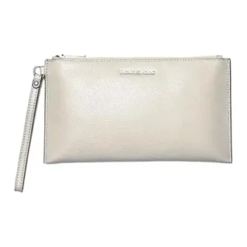 MICHAEL KORS Jet Set Travel Leather Clutch Women's White