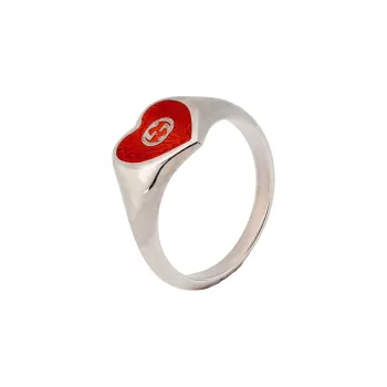 GUCCI Ring With Interlocking G Enamel Heart