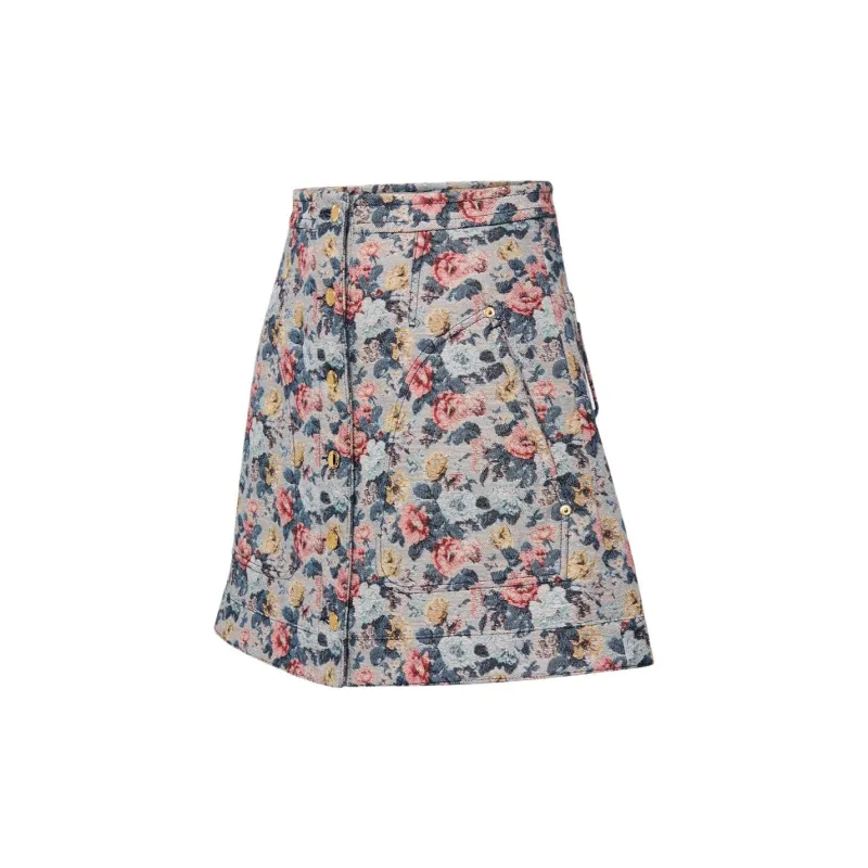 LOUIS VUITTON Floral Jacquard A Line Skirt-2