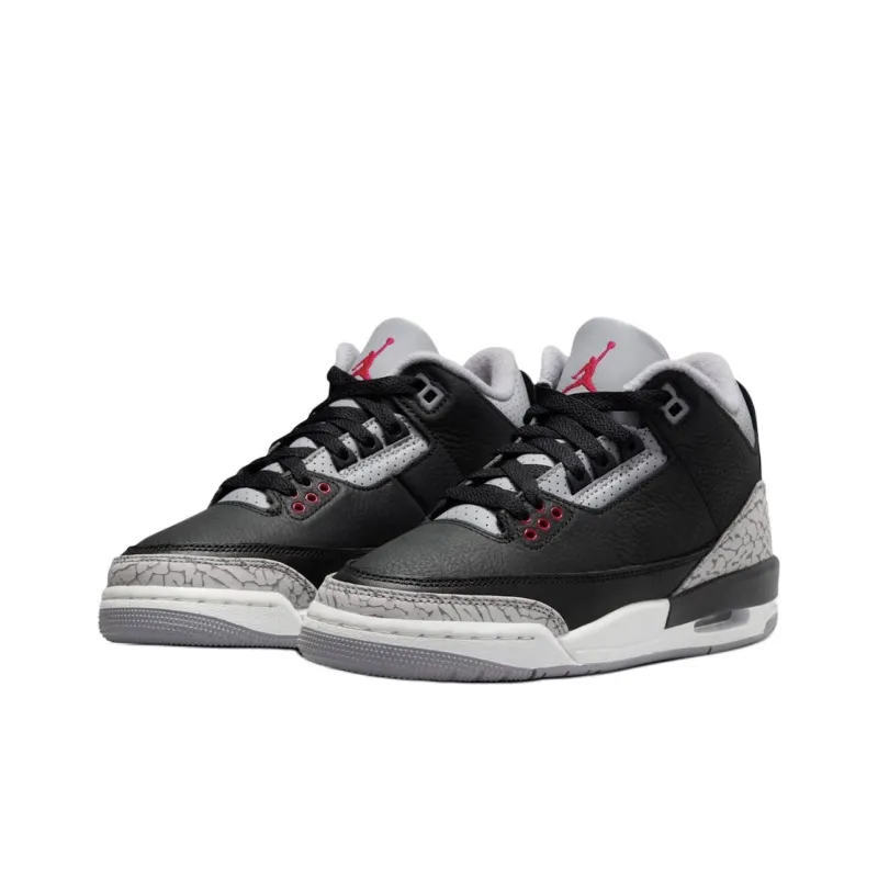 Jordan Air Jordan 3 Anti Kick Cushioning Mid Top Children's Basketball Shoes Black Unisex-2