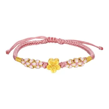 ZHIAIYONGHENG Artistic Style Refreshing Cute Peach Blossom Solid Gold Fixed Price Gold Bracelet Women's