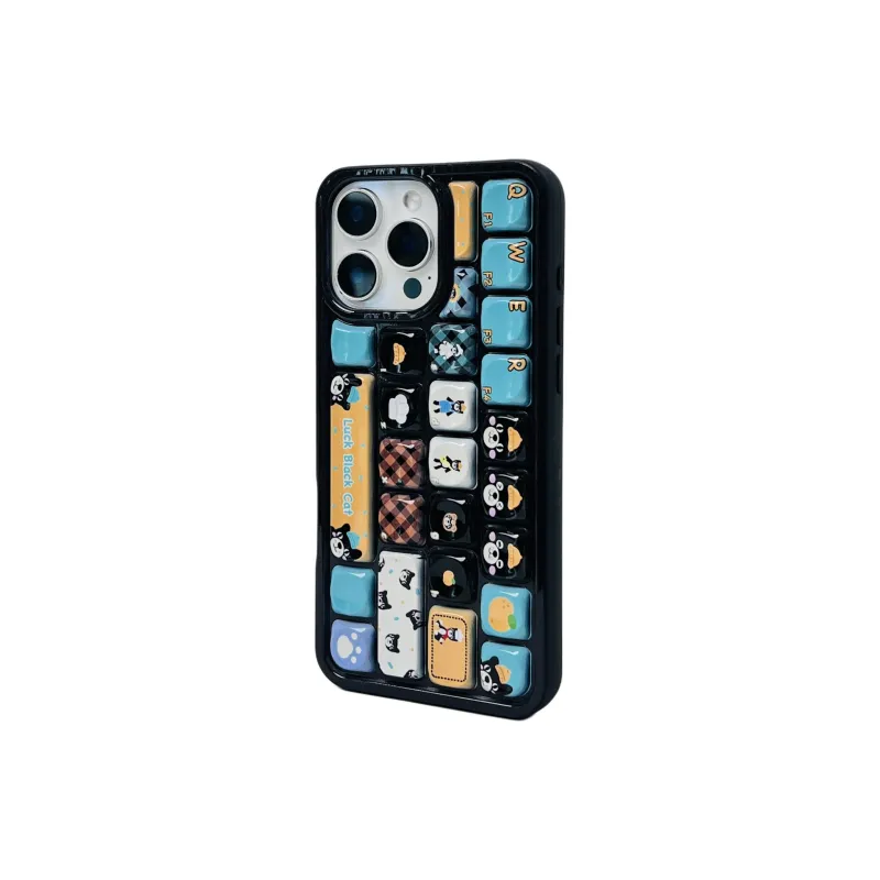 Wei Xin TPU Material Black Lucky Cat Phone Cases Compatible With IPhone 16/15 Pro Max/Apple 13/14 Pro/Max-3