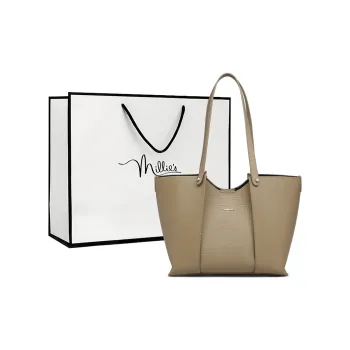 MILLIE'S Cow Leather Shoulder Bag Handbag Shoulder Bag Regular Women's Elephant Gray/Black
