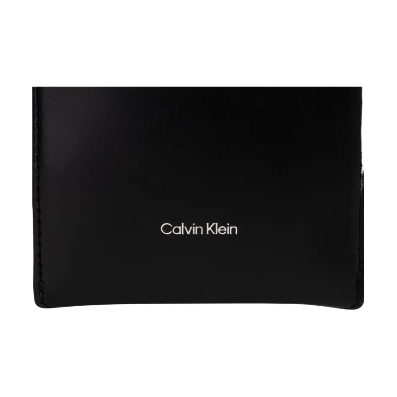 CALVIN KLEIN Cow Leather Crossbody Cell Phone Pouch Medium Size Women's Space Black-4
