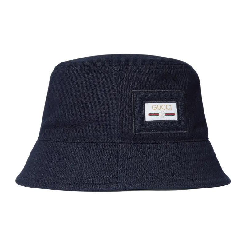 GUCCI Cotton Canvas Bucket Hats Unisex Dark Blue-1