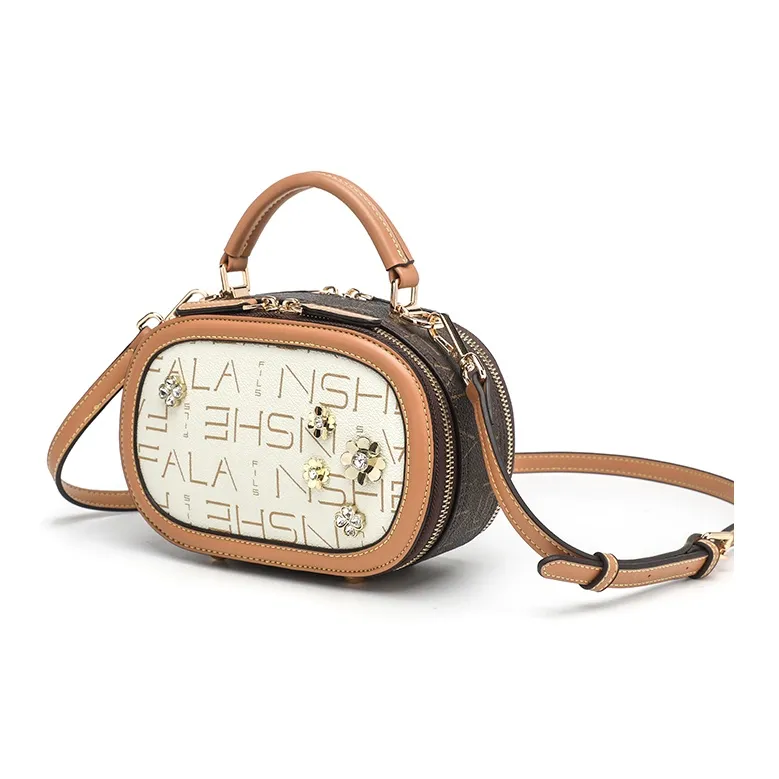 Vigno Synthetic Leather Shoulder Bag Crossbody Bag Handbag Regular Women's Brown/Ecru/Coffee-11